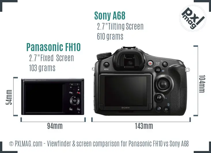 Panasonic FH10 vs Sony A68 Screen and Viewfinder comparison