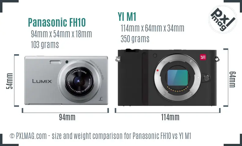 Panasonic FH10 vs YI M1 size comparison