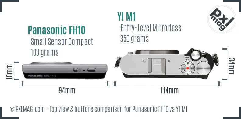 Panasonic FH10 vs YI M1 top view buttons comparison