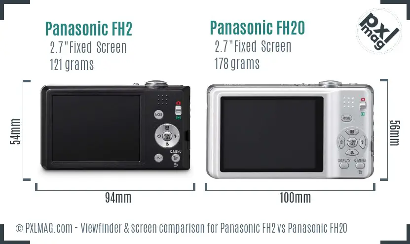 Panasonic FH2 vs Panasonic FH20 Screen and Viewfinder comparison