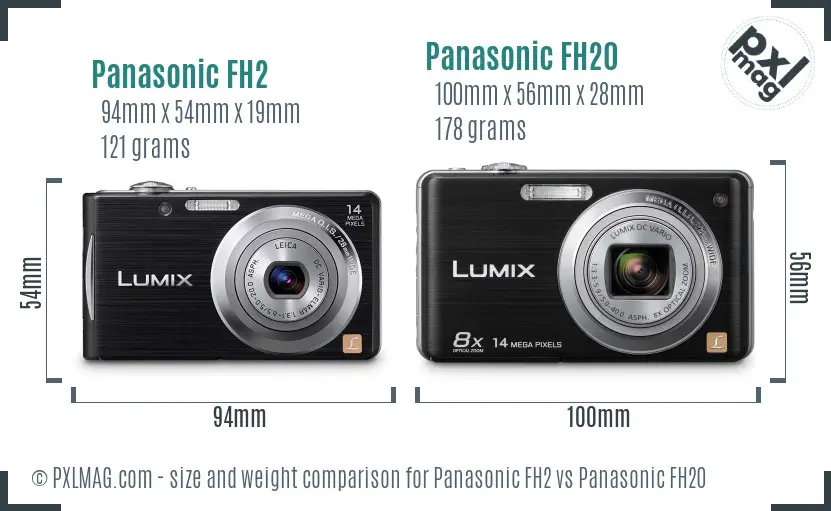 Panasonic FH2 vs Panasonic FH20 size comparison