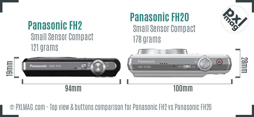 Panasonic FH2 vs Panasonic FH20 top view buttons comparison
