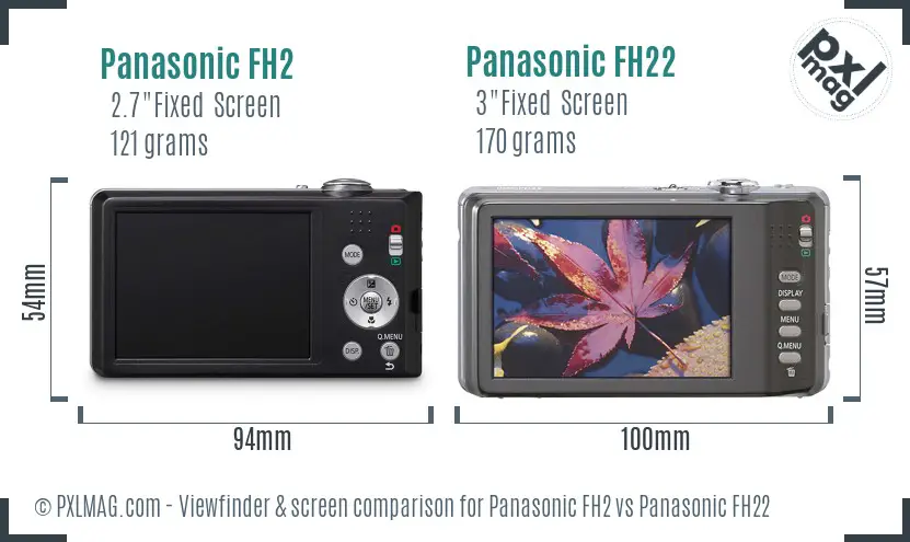 Panasonic FH2 vs Panasonic FH22 Screen and Viewfinder comparison