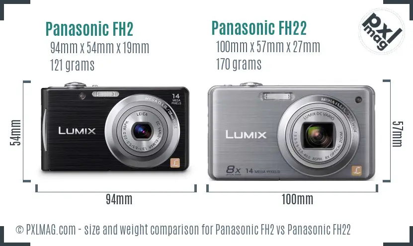Panasonic FH2 vs Panasonic FH22 size comparison