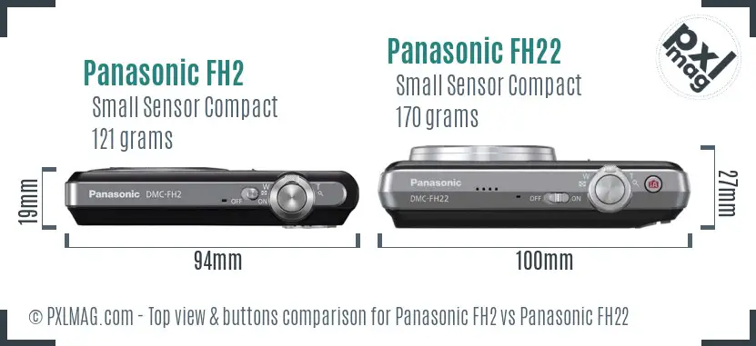 Panasonic FH2 vs Panasonic FH22 top view buttons comparison