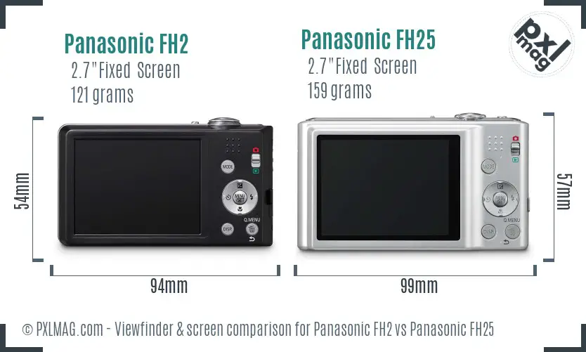 Panasonic FH2 vs Panasonic FH25 Screen and Viewfinder comparison