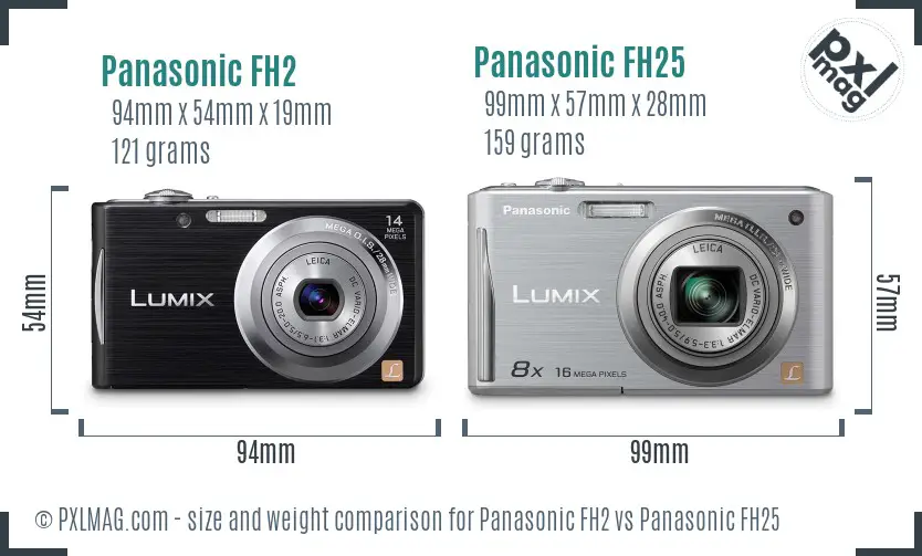 Panasonic FH2 vs Panasonic FH25 size comparison