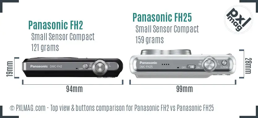 Panasonic FH2 vs Panasonic FH25 top view buttons comparison