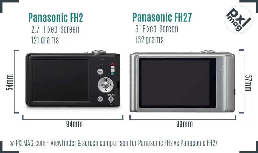 Panasonic FH2 vs Panasonic FH27 Screen and Viewfinder comparison