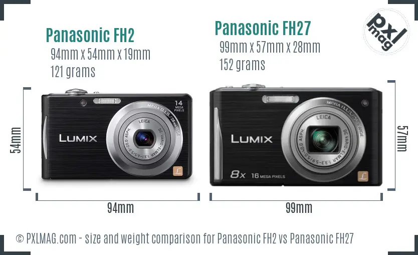 Panasonic FH2 vs Panasonic FH27 size comparison
