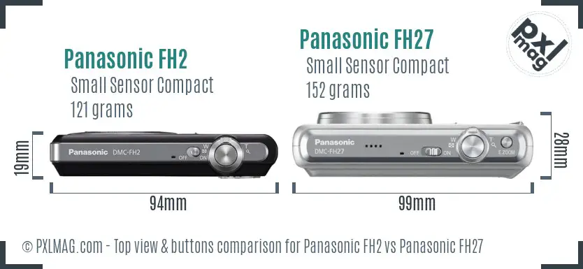 Panasonic FH2 vs Panasonic FH27 top view buttons comparison
