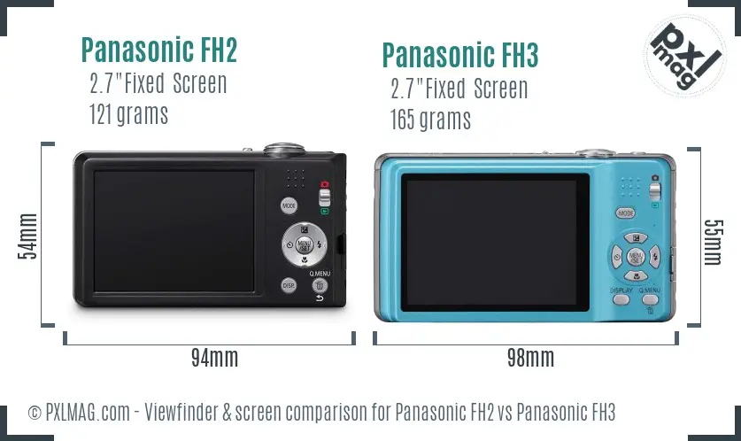 Panasonic FH2 vs Panasonic FH3 Screen and Viewfinder comparison