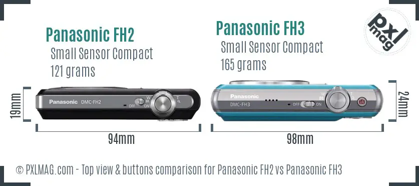 Panasonic FH2 vs Panasonic FH3 top view buttons comparison