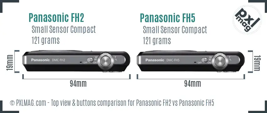Panasonic FH2 vs Panasonic FH5 top view buttons comparison