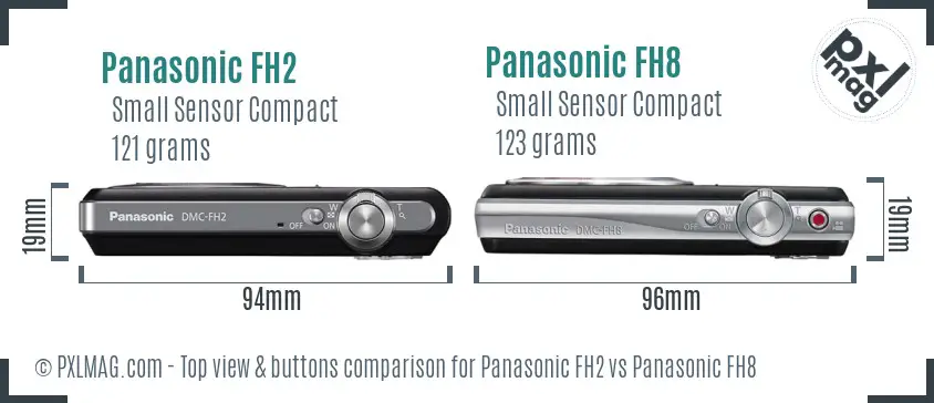 Panasonic FH2 vs Panasonic FH8 top view buttons comparison