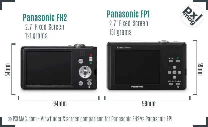 Panasonic FH2 vs Panasonic FP1 Screen and Viewfinder comparison