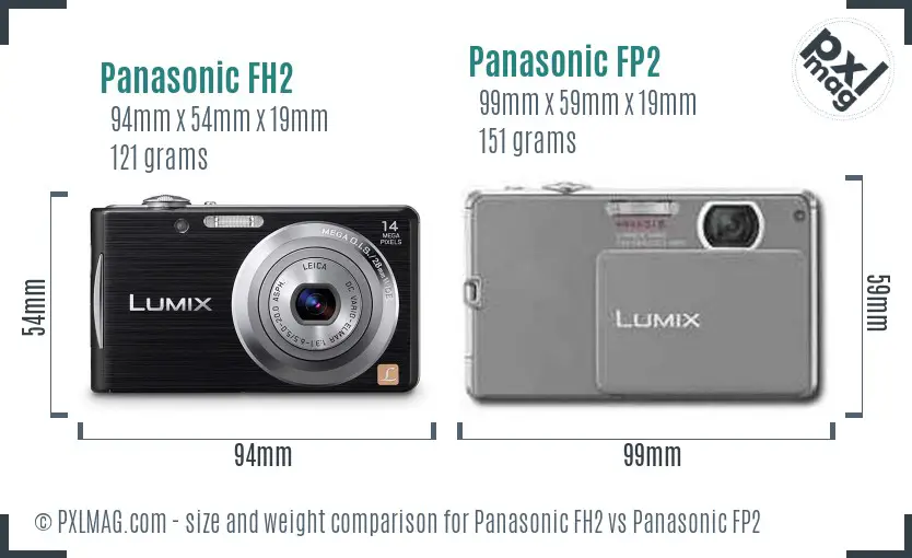Panasonic FH2 vs Panasonic FP2 size comparison