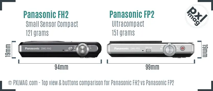 Panasonic FH2 vs Panasonic FP2 top view buttons comparison