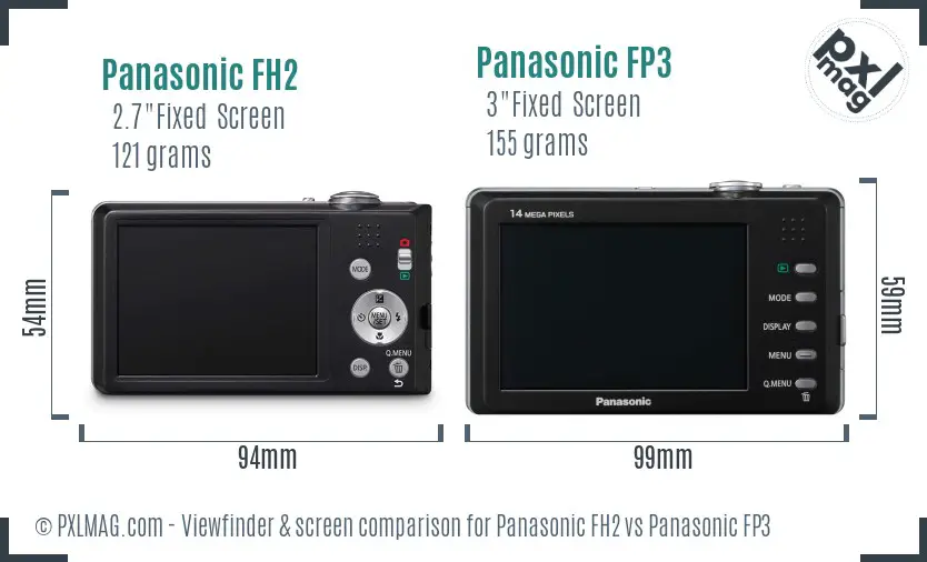 Panasonic FH2 vs Panasonic FP3 Screen and Viewfinder comparison