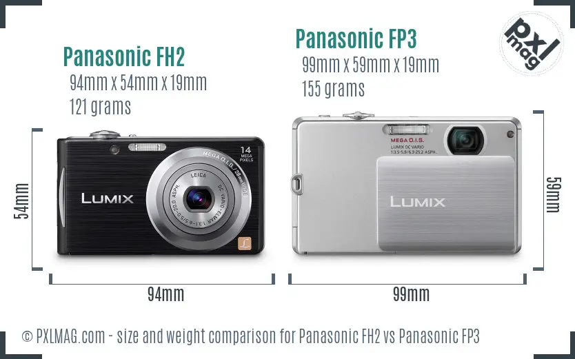 Panasonic FH2 vs Panasonic FP3 size comparison