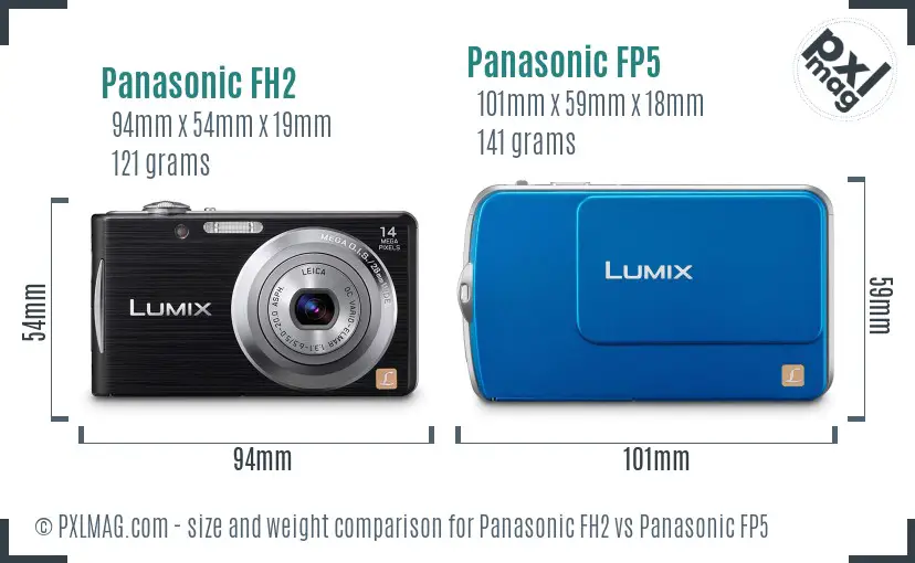 Panasonic FH2 vs Panasonic FP5 size comparison