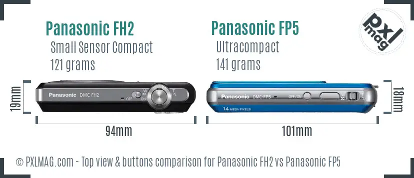 Panasonic FH2 vs Panasonic FP5 top view buttons comparison