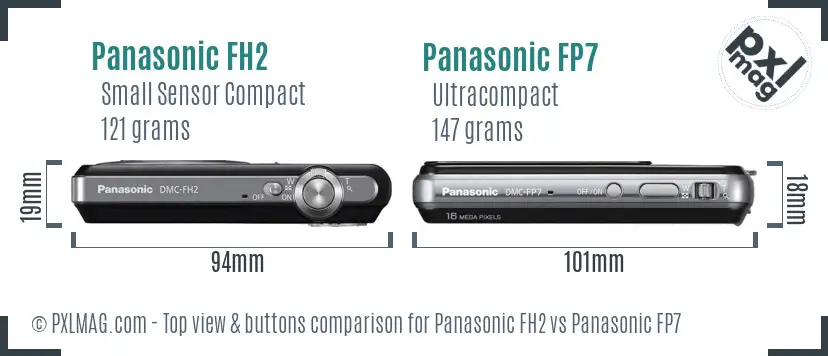 Panasonic FH2 vs Panasonic FP7 top view buttons comparison