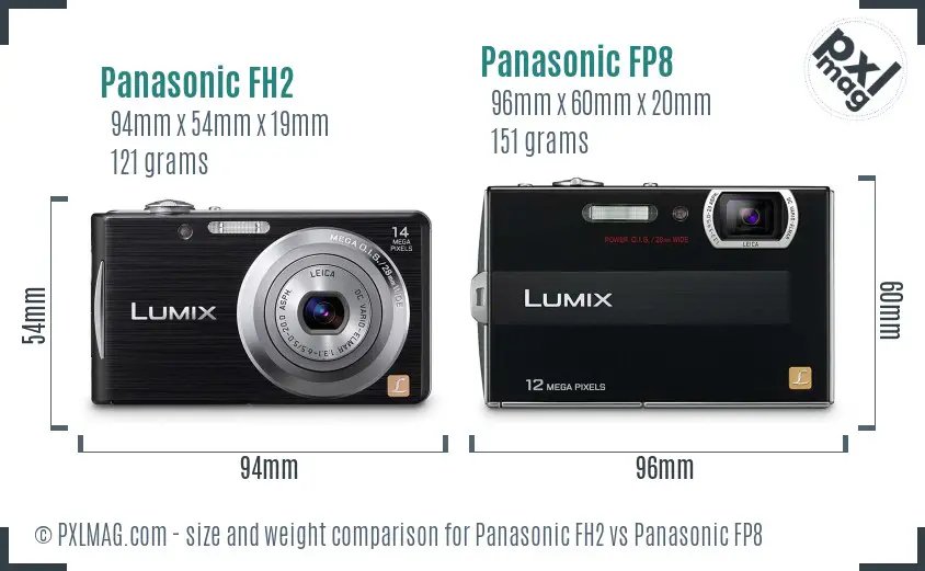 Panasonic FH2 vs Panasonic FP8 size comparison