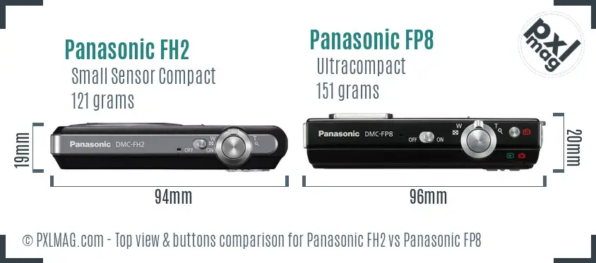 Panasonic FH2 vs Panasonic FP8 top view buttons comparison