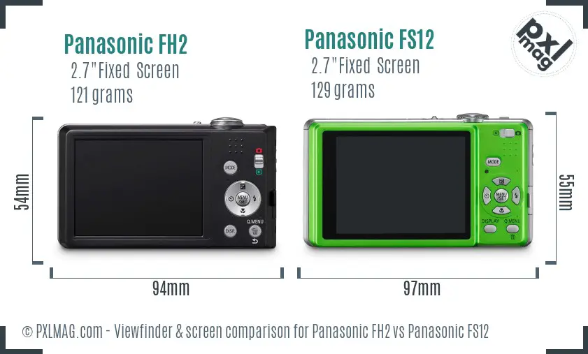 Panasonic FH2 vs Panasonic FS12 Screen and Viewfinder comparison