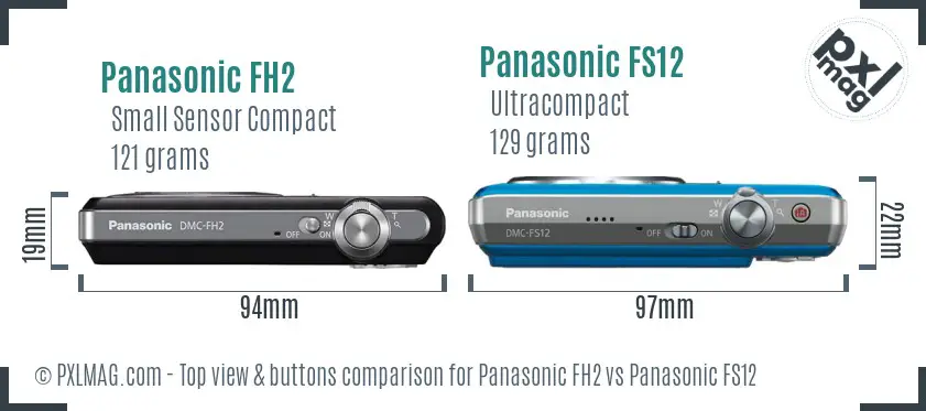 Panasonic FH2 vs Panasonic FS12 top view buttons comparison