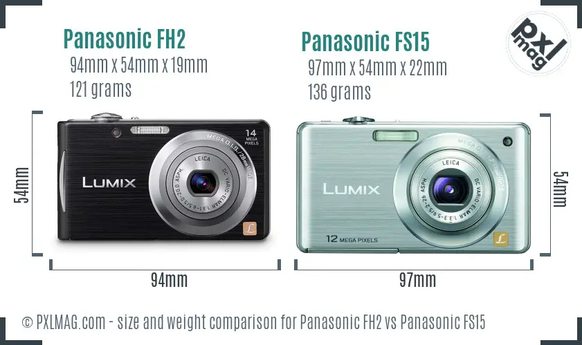 Panasonic FH2 vs Panasonic FS15 size comparison