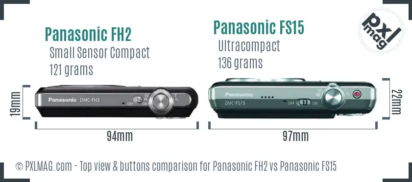 Panasonic FH2 vs Panasonic FS15 top view buttons comparison