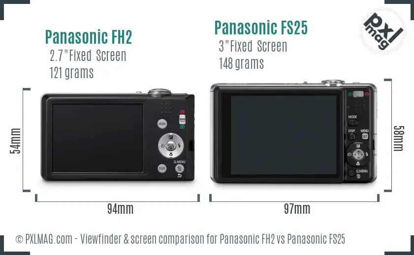 Panasonic FH2 vs Panasonic FS25 Screen and Viewfinder comparison