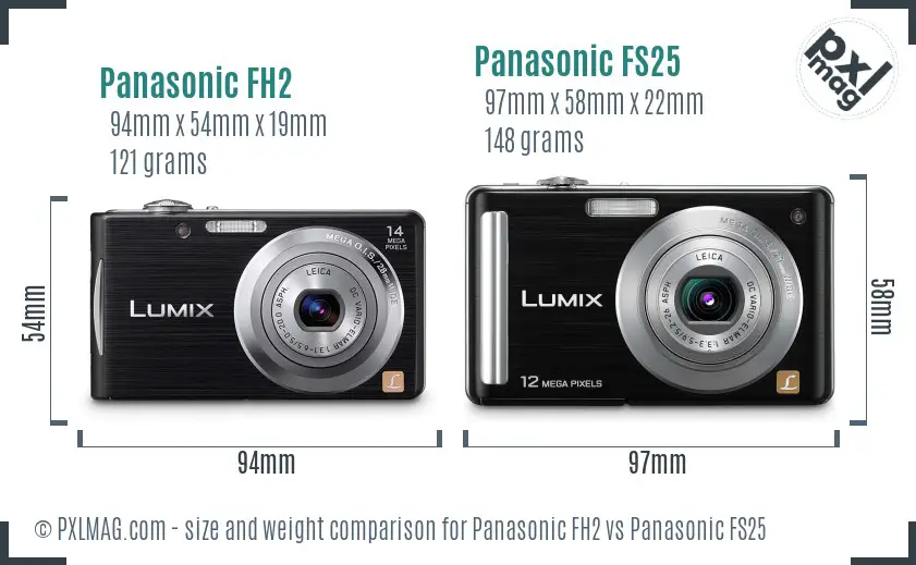 Panasonic FH2 vs Panasonic FS25 size comparison