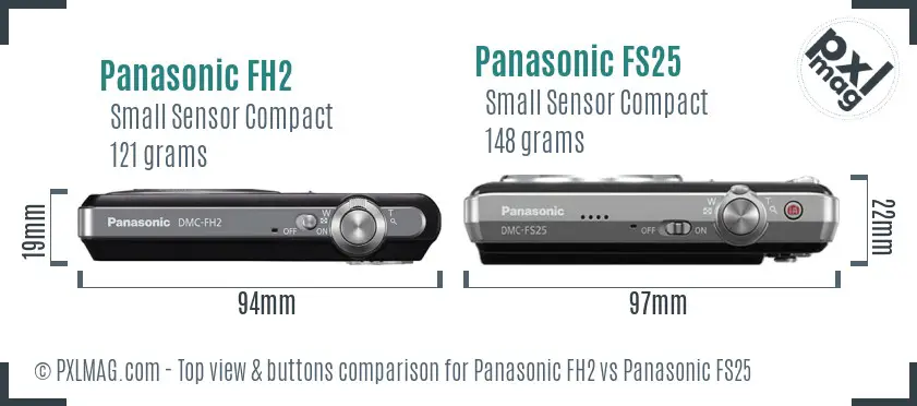 Panasonic FH2 vs Panasonic FS25 top view buttons comparison