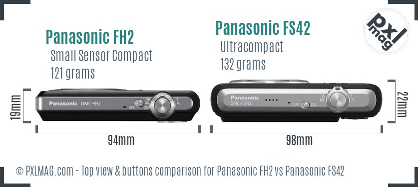 Panasonic FH2 vs Panasonic FS42 top view buttons comparison