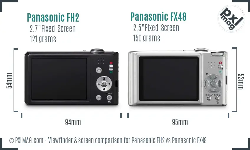 Panasonic FH2 vs Panasonic FX48 Screen and Viewfinder comparison