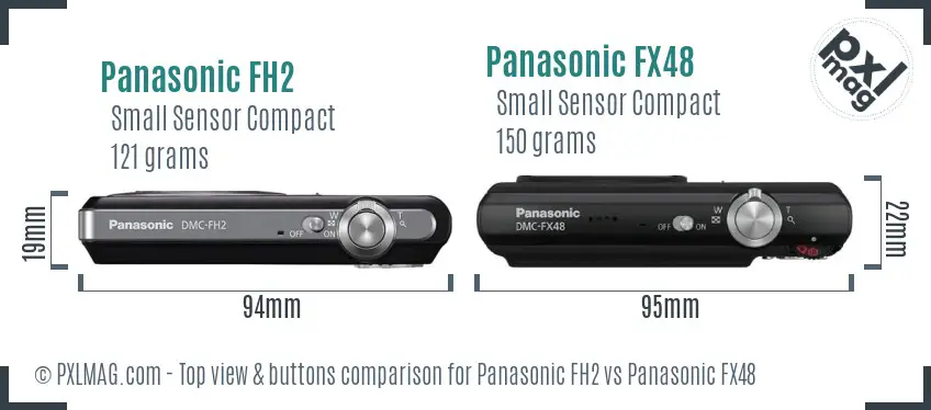 Panasonic FH2 vs Panasonic FX48 top view buttons comparison