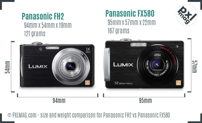 Panasonic FH2 vs Panasonic FX580 size comparison