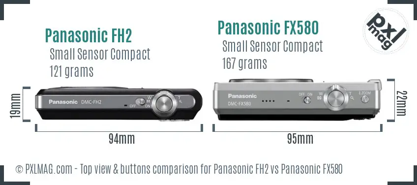 Panasonic FH2 vs Panasonic FX580 top view buttons comparison
