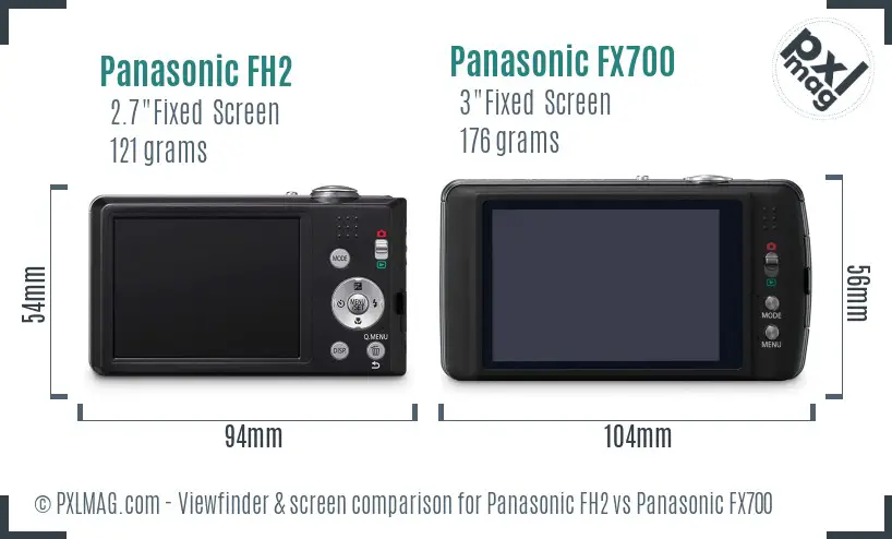 Panasonic FH2 vs Panasonic FX700 Screen and Viewfinder comparison