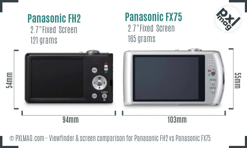 Panasonic FH2 vs Panasonic FX75 Screen and Viewfinder comparison