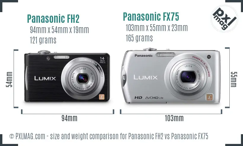 Panasonic FH2 vs Panasonic FX75 size comparison