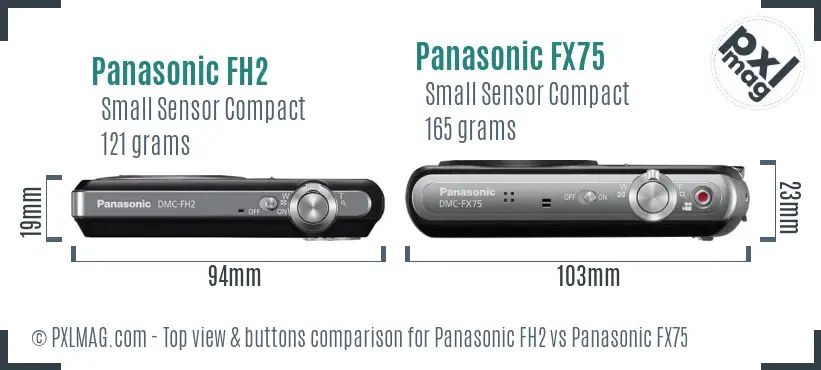 Panasonic FH2 vs Panasonic FX75 top view buttons comparison