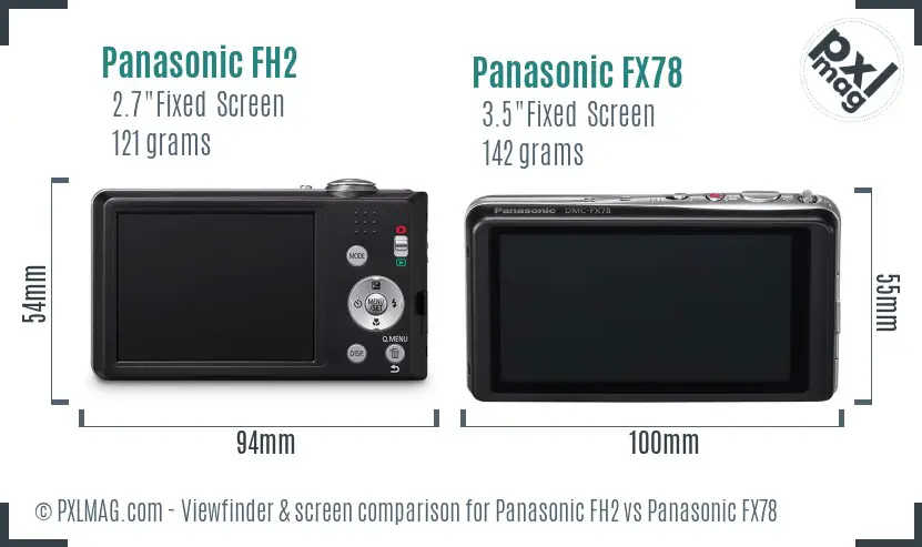 Panasonic FH2 vs Panasonic FX78 Screen and Viewfinder comparison