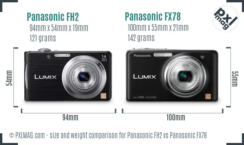 Panasonic FH2 vs Panasonic FX78 size comparison