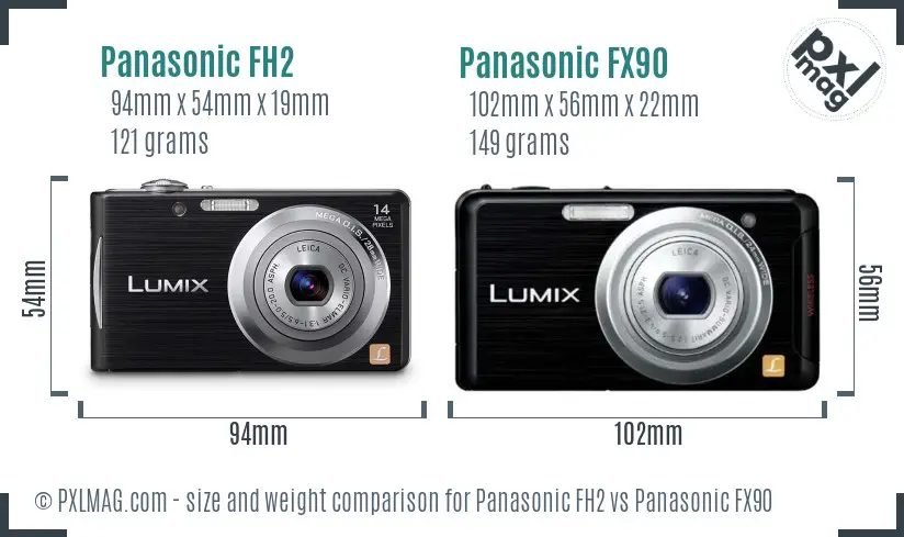 Panasonic FH2 vs Panasonic FX90 size comparison