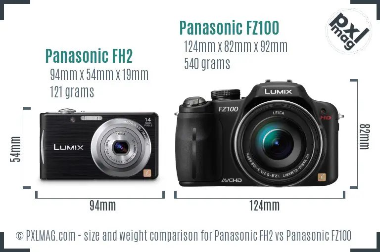 Panasonic FH2 vs Panasonic FZ100 size comparison