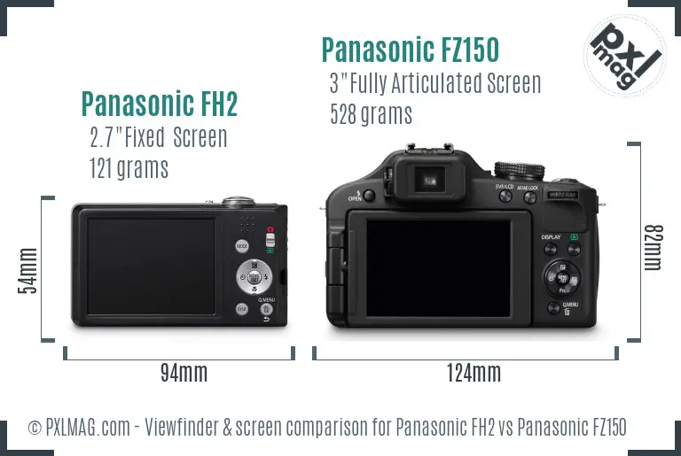 Panasonic FH2 vs Panasonic FZ150 Screen and Viewfinder comparison Panasonic FH2 vs Panasonic FZ150 Screen and Viewfinder comparison
